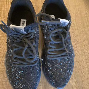 Steve Madden Womens Black Sparkly Tennis Shoes Size 7.5